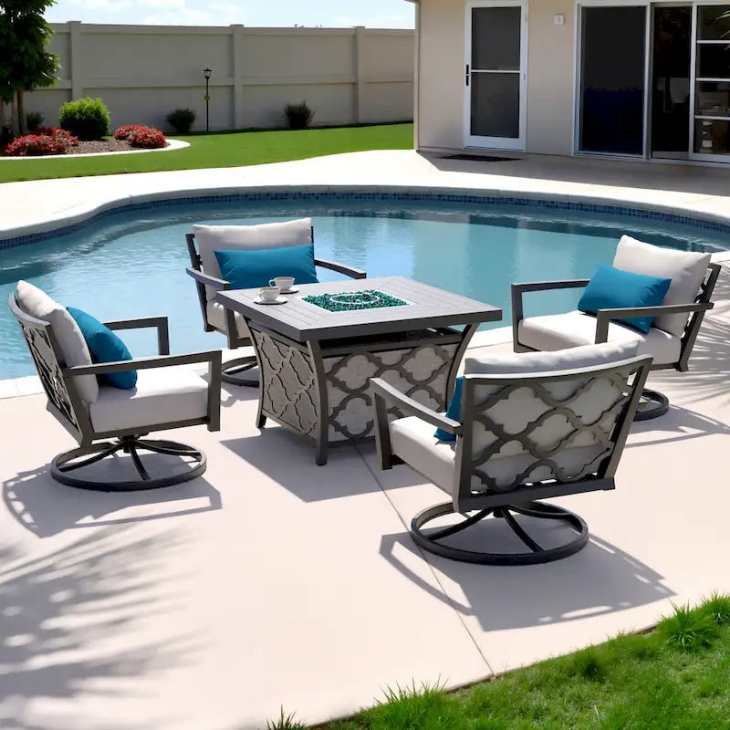 Ensemble de conversation feu de camp Venetia 5 pièces Sunbrella pour patio extérieur