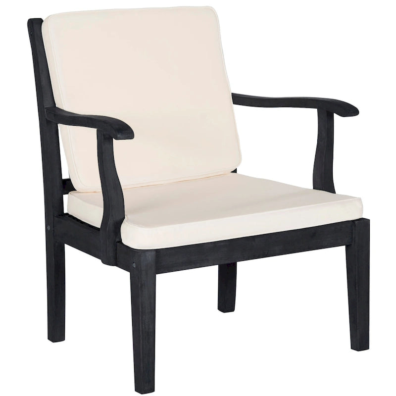 Ensemble de patio 4 pièces SAFAVIEH Outdoor Living Bradbury en bois d'acacia gris cendré avec coussins beiges - 122 cm (L) x 64 cm (P) x 81 cm (H)