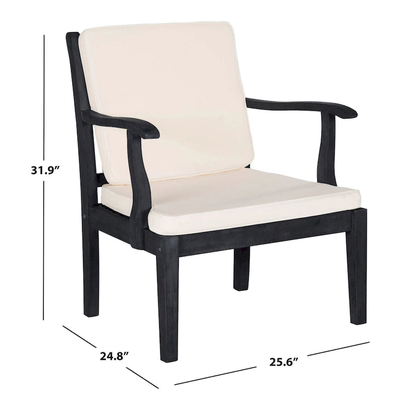 Ensemble de patio 4 pièces SAFAVIEH Outdoor Living Bradbury en bois d'acacia gris cendré avec coussins beiges - 122 cm (L) x 64 cm (P) x 81 cm (H)