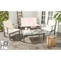 SAFAVIEH Outdoor Living Montclair Ash Grey Acacia Wood 4-piece Beige Cushion Patio Set - 48W x 25D x 32H