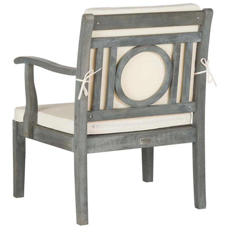 Ensemble de patio 4 pièces SAFAVIEH Outdoor Living Montclair en bois d'acacia gris cendré avec coussins beiges - 122 cm (L) x 64 cm (P) x 81 cm (H)