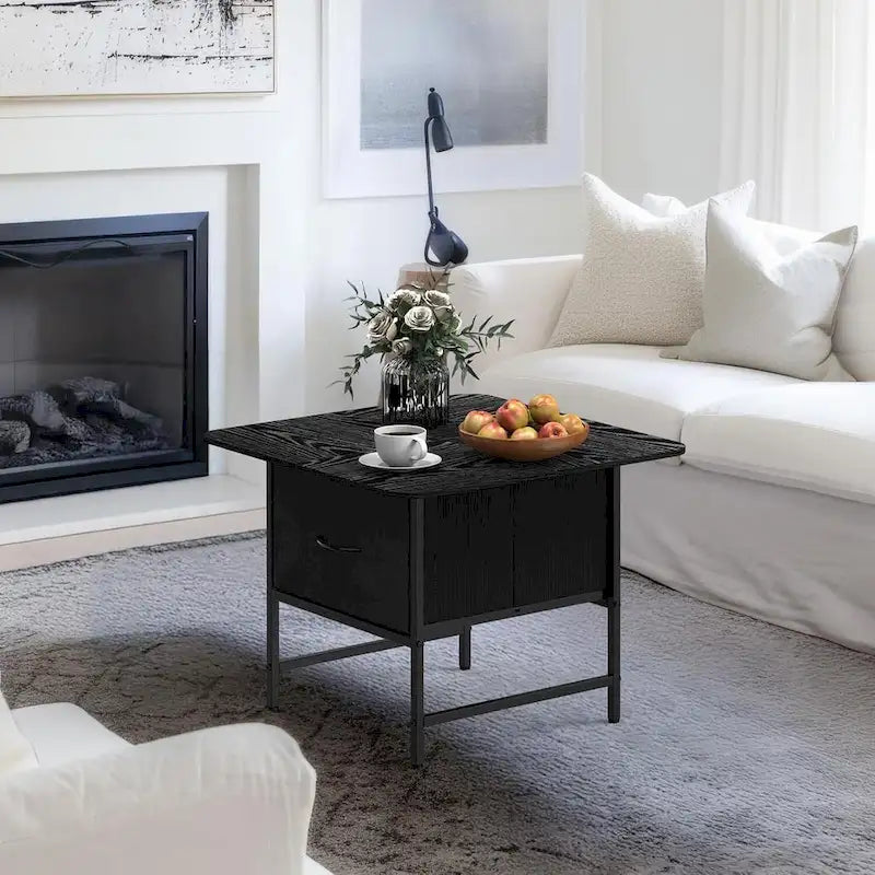 Table basse carrée de style campagnard avec 2 tiroirs pour petits espaces
