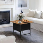 Table basse carrée de style campagnard avec 2 tiroirs pour petits espaces