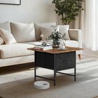 Table basse carrée de style campagnard avec 2 tiroirs pour petits espaces