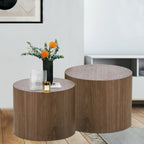 2 Piece Set Side Table Coffee Table with Oak Veneer