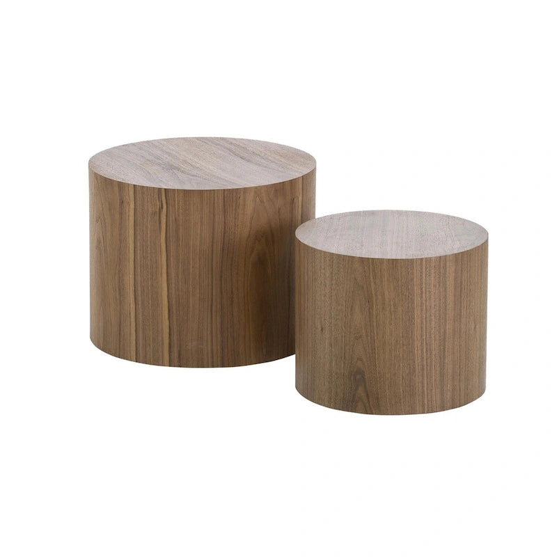Ensemble de 2 pièces : table d'appoint et table basse avec placage chêne
