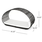 Lit de jour d'extérieur en osier avec auvent et coussins résistants à l'eau