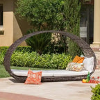 Wicker Outdoor Patio Canopy Daybed Water Resistant Cushion