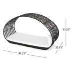 Lit de jour d'extérieur en osier avec auvent et coussins résistants à l'eau