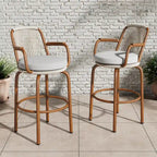 Christopher Knight Home - Jordan Modern Woven Rattan Rope Bar Stools with Back and Arms, Set of 2