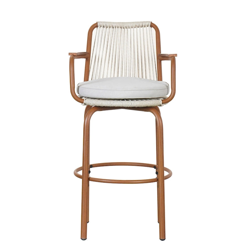 Christopher Knight Home - Tabourets de bar Jordan modernes en rotin tressé avec dossier et accoudoirs, lot de 2