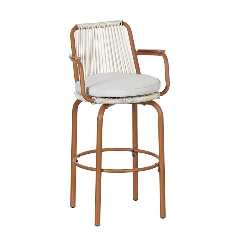 Christopher Knight Home - Tabourets de bar Jordan modernes en rotin tressé avec dossier et accoudoirs, lot de 2