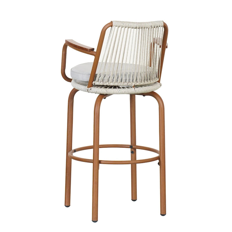 Christopher Knight Home - Tabourets de bar Jordan modernes en rotin tressé avec dossier et accoudoirs, lot de 2