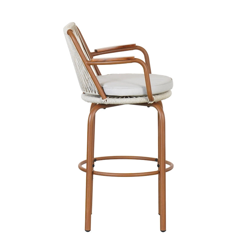 Christopher Knight Home - Tabourets de bar Jordan modernes en rotin tressé avec dossier et accoudoirs, lot de 2