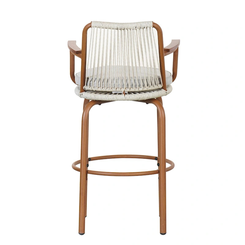 Christopher Knight Home - Tabourets de bar Jordan modernes en rotin tressé avec dossier et accoudoirs, lot de 2