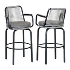 Christopher Knight Home - Tabourets de bar Jordan modernes en rotin tressé avec dossier et accoudoirs, lot de 2