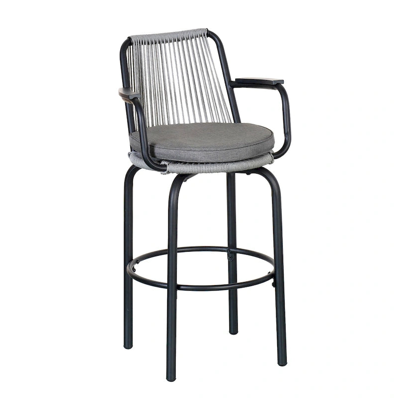 Christopher Knight Home - Tabourets de bar Jordan modernes en rotin tressé avec dossier et accoudoirs, lot de 2