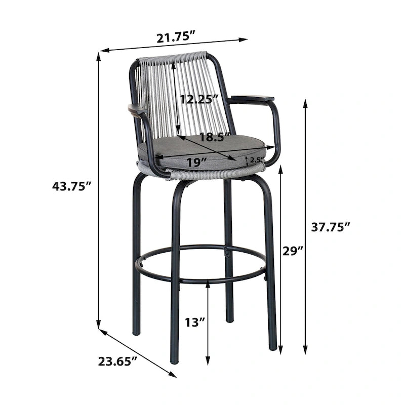 Christopher Knight Home - Tabourets de bar Jordan modernes en rotin tressé avec dossier et accoudoirs, lot de 2
