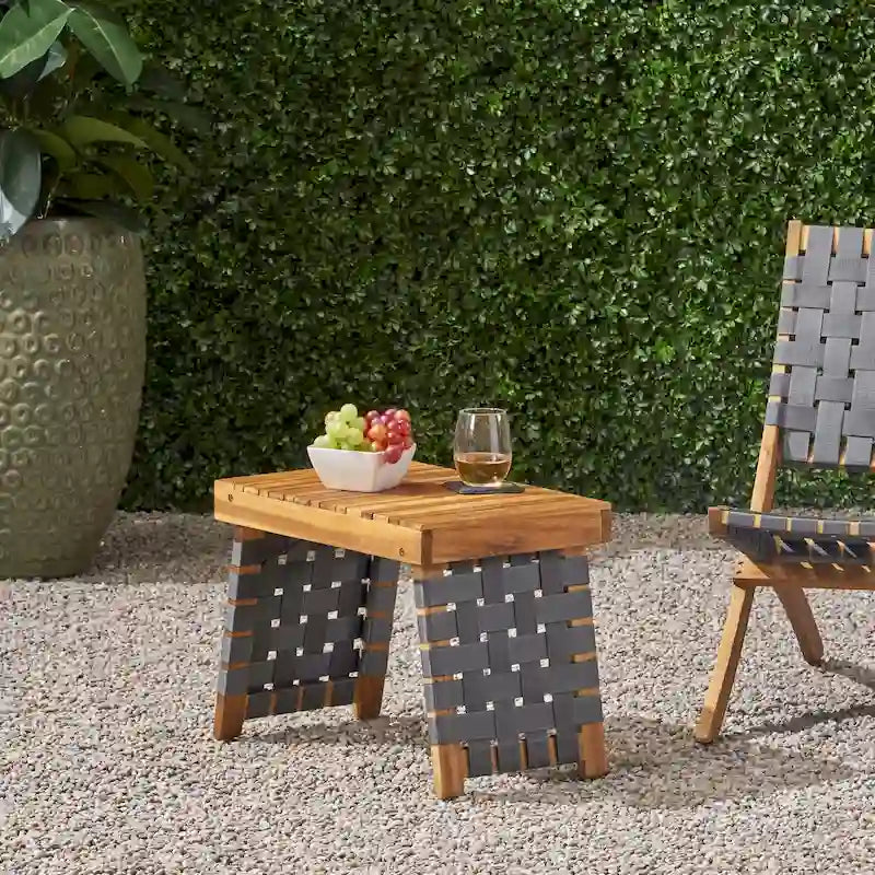 Table d'appoint pliante d'extérieur Lauren en bois d'acacia par GDFStudio - 50 cm (L) x 35 cm (P) x 40,5 cm (H)