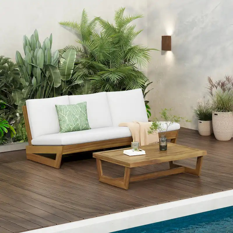 Christopher Knight Home - Sherwood Acacia Outdoor Patio Sofa with Coffee Table Set