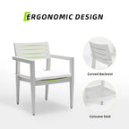 GDFStudio - Ensemble de salle à manger d'extérieur 7 pièces en aluminium blanc mat et grisâtre avec coussins Sunbrella