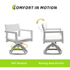 GDFStudio - Ensemble de salle à manger d'extérieur 7 pièces en aluminium blanc mat et grisâtre avec coussins Sunbrella