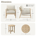 Ensemble bistro Lynn 3 pièces en bois pour patio extérieur