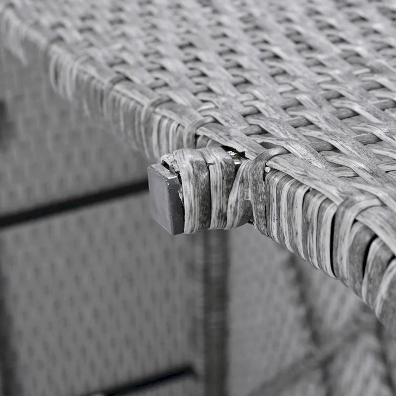 Ensemble de canapé d'angle modulable en rotin pour extérieur, 6 pièces, avec table basse et combinaison libre.