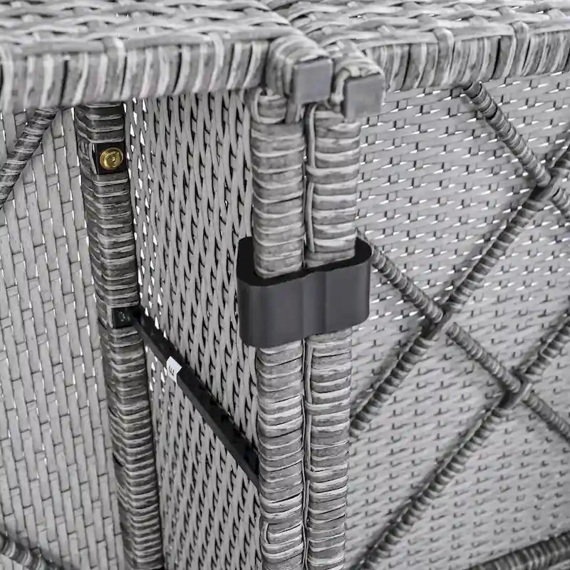 Ensemble de canapé d'angle modulable en rotin pour extérieur, 6 pièces, avec table basse et combinaison libre.