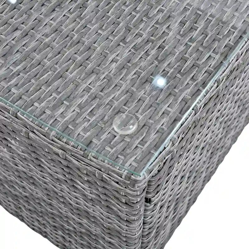 Ensemble de canapé d'angle modulable en rotin pour extérieur, 6 pièces, avec table basse et combinaison libre.