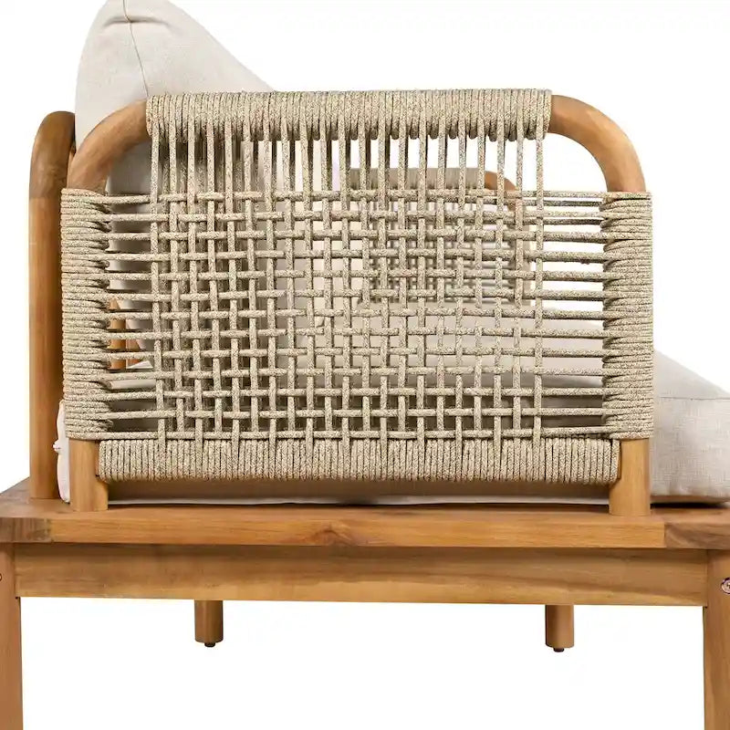 Ensemble de canapés de patio d'extérieur 3 pièces en bois d'acacia et corde