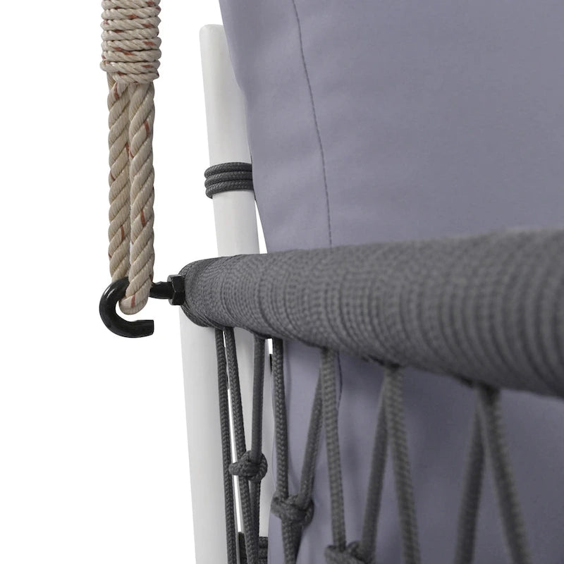 Balancelle d'extérieur monobloc en corde tressée avec coussins moelleux, 2 places, idéale pour terrasse, cour et balcon.