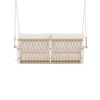 Balancelle d'extérieur monobloc en corde tressée avec coussins moelleux, 2 places, idéale pour terrasse, cour et balcon.