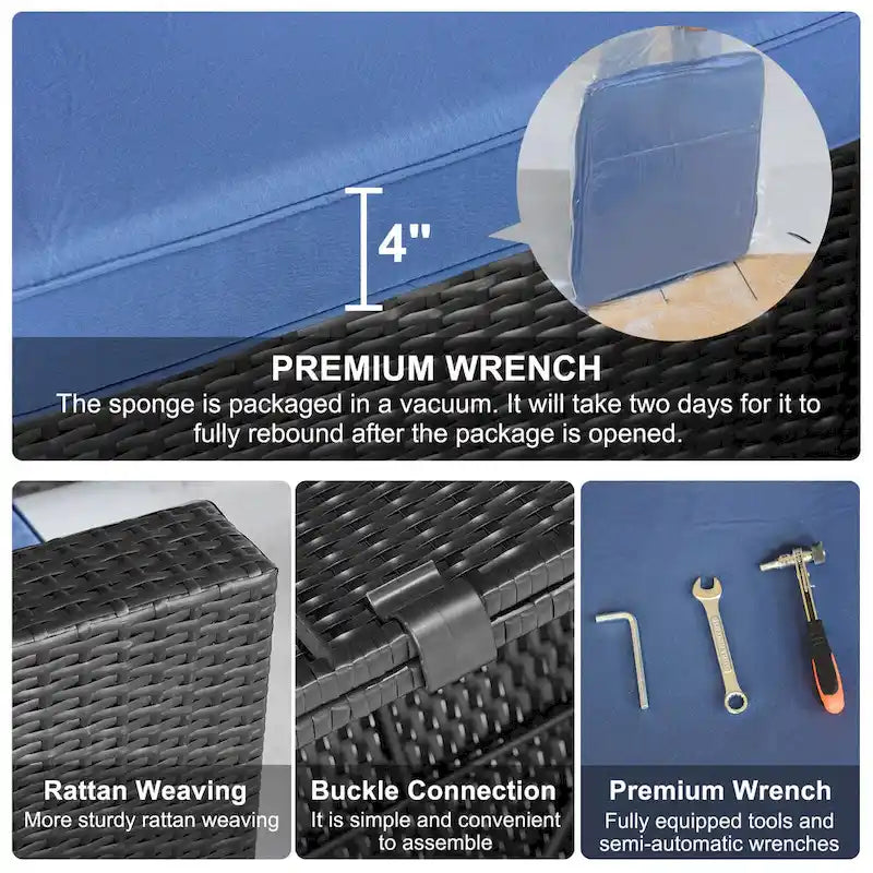 Ensemble de mobilier de jardin 7 pièces, canapé d'angle pour terrasse