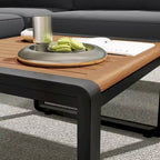 Ensemble de canapé d'angle en L 4 pièces pour patio avec tables basses