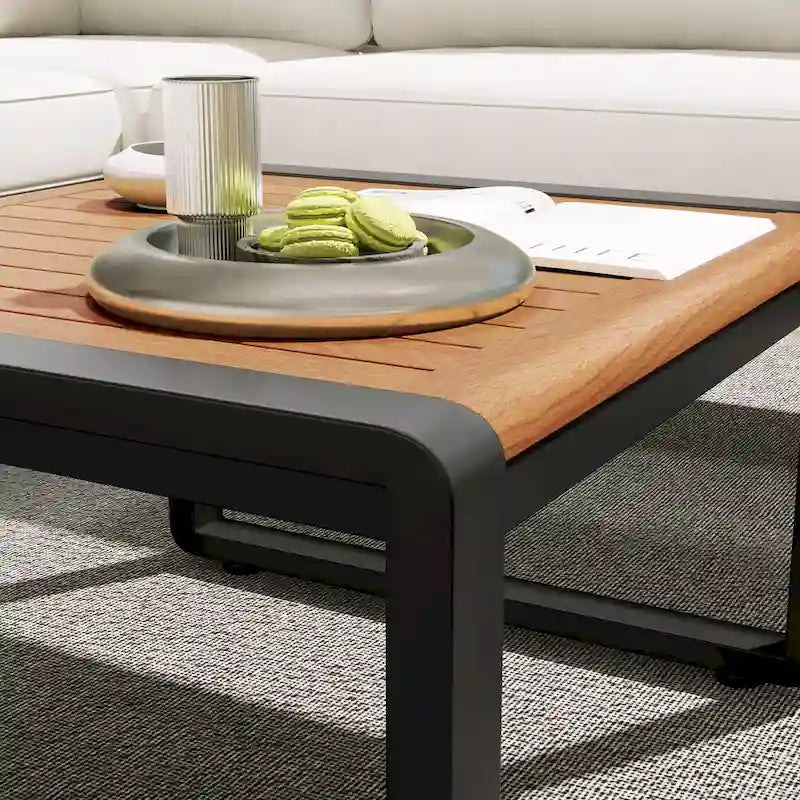 Ensemble de canapé d'angle en L 4 pièces pour patio avec tables basses