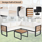 Ensemble de canapé d'angle en L 4 pièces pour patio avec tables basses