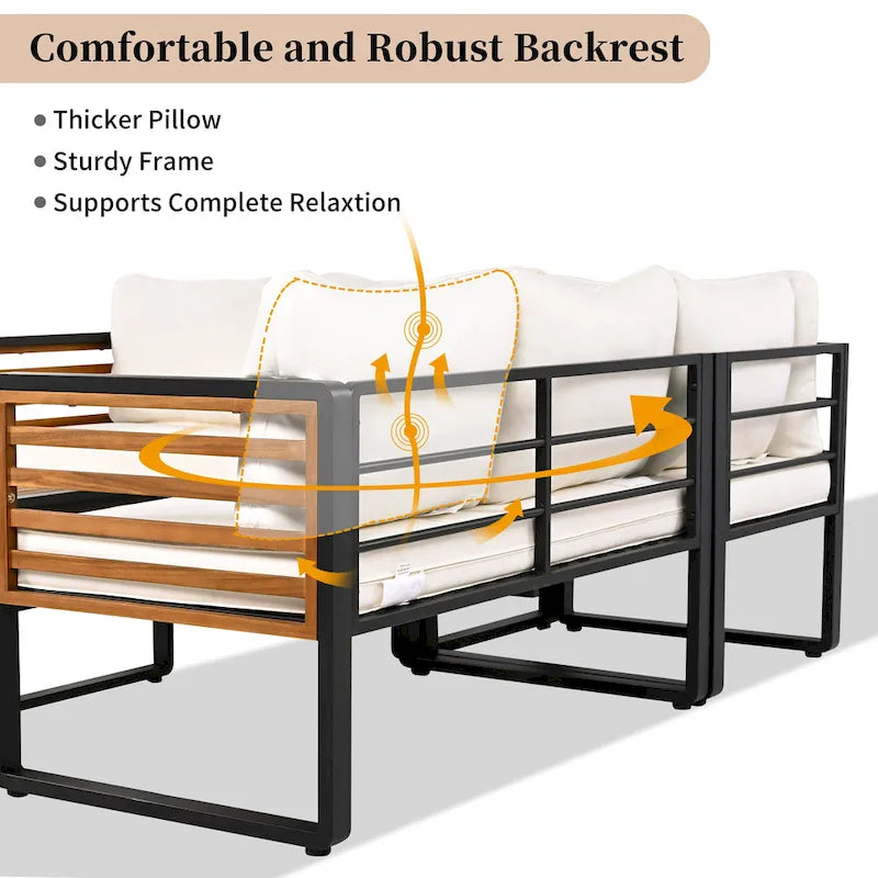 Ensemble de canapé d'angle en L 4 pièces pour patio avec tables basses