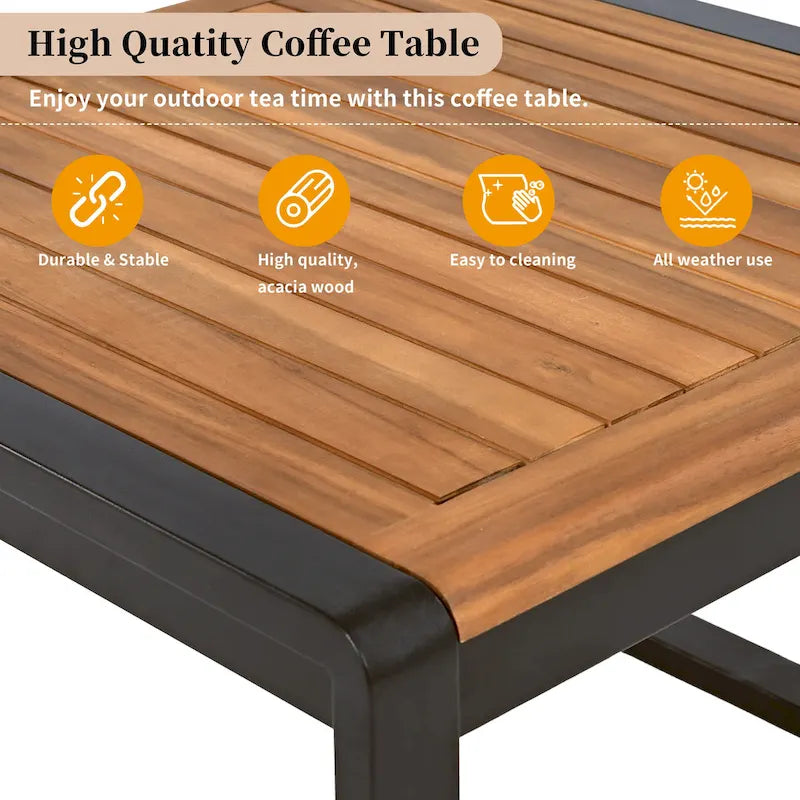 Ensemble de canapé d'angle en L 4 pièces pour patio avec tables basses