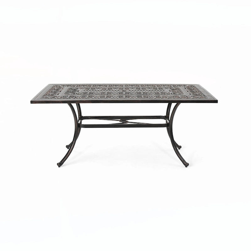 Table de salle à manger rectangulaire d'extérieur en aluminium moulé