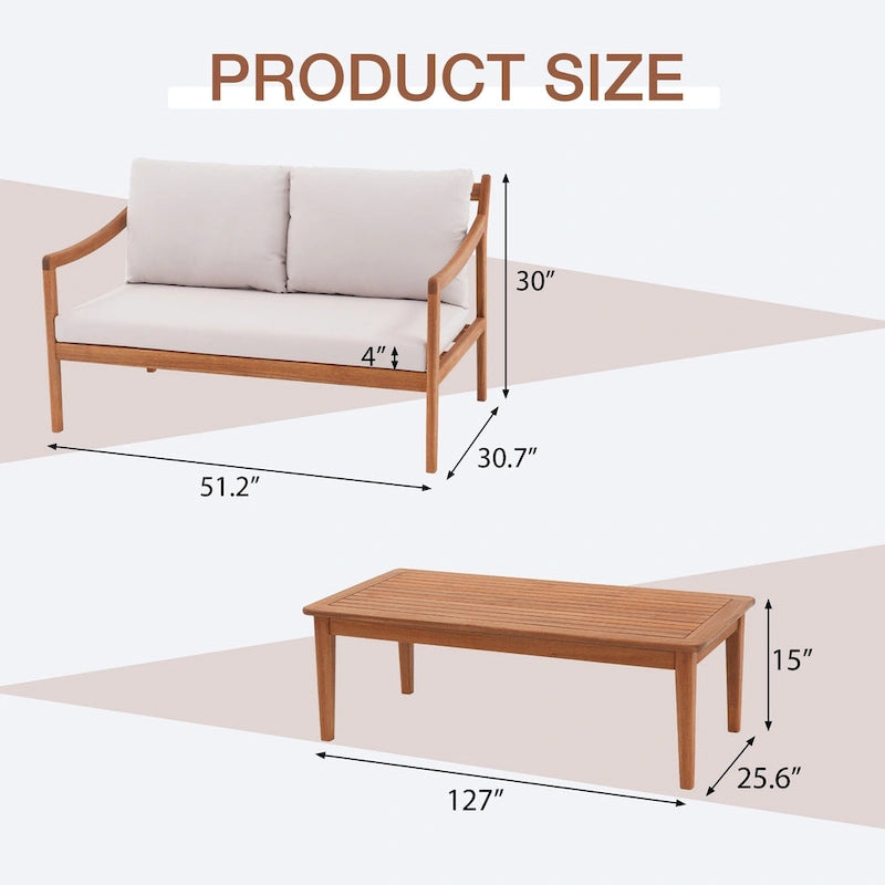 Ensemble de canapé d'extérieur 2 pièces avec table