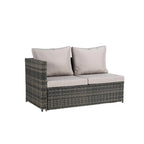 Ensemble de canapé d'angle en rotin 6 pièces avec table en verre