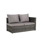 Ensemble de canapé d'angle en rotin 6 pièces avec table en verre