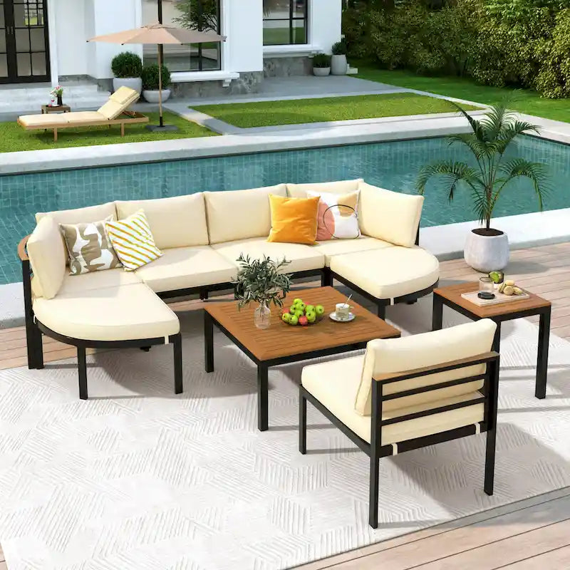 Modern Outdoor Sectional Sofa Set Patio Seating Group Outdoor Conversation Set with Cushions