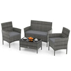 Costway 4 PCS Patio Furniture Set with Washable Cushions and Tempered - 4 PCS