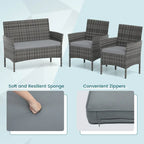 Ensemble de mobilier de patio Costway 4 pièces avec coussins lavables et matelas en verre trempé - 4 pièces