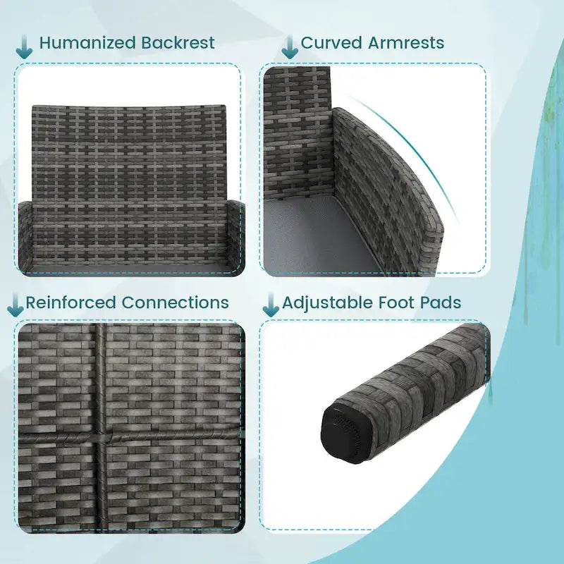 Ensemble de mobilier de patio Costway 4 pièces avec coussins lavables et matelas en verre trempé - 4 pièces