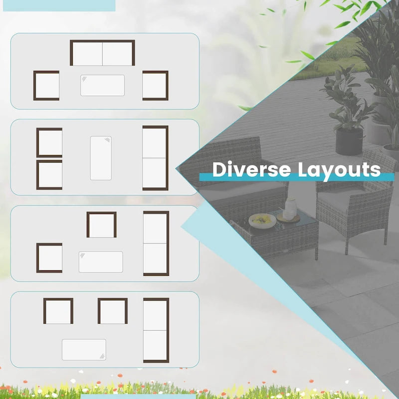 Ensemble de mobilier de patio Costway 4 pièces avec coussins lavables et matelas en verre trempé - 4 pièces