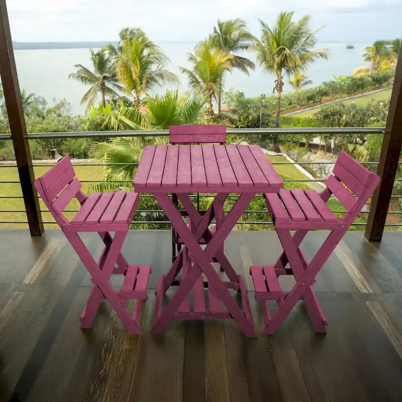 Table de bar pliante d'extérieur Patagonia entièrement assemblée, en PEHD recyclé résistant aux intempéries