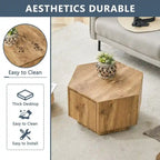 Table basse hexagonale en MDF avec tiroirs. Design simple et pratique, fabriquée à partir de matériaux de haute qualité pour une fonctionnalité élégante.